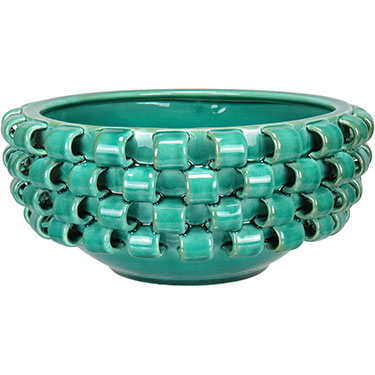 CENTRO MESA HOME&amp;CO CERÂMICA 14x30x30cm VERDE