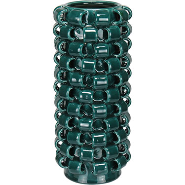 VASO DECORATIVO HOME&amp;CO CERÂMICA 31x13x13cm AZUL PETROLEO