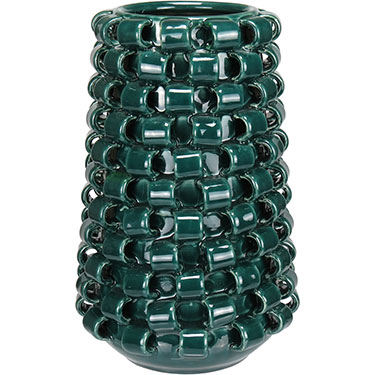 VASO DECORATIVO HOME&amp;CO CERÂMICA 30x19x19cm AZUL PETROLEO