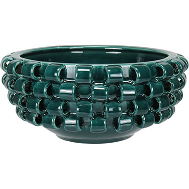 CENTRO MESA HOME&amp;CO CERÂMICA 14x30x30cm AZUL PETROLEO