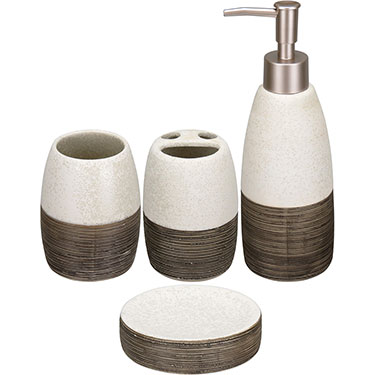 JG 4PÇS BANHEIRO HOME&amp;CO CERÂMICA CINZA